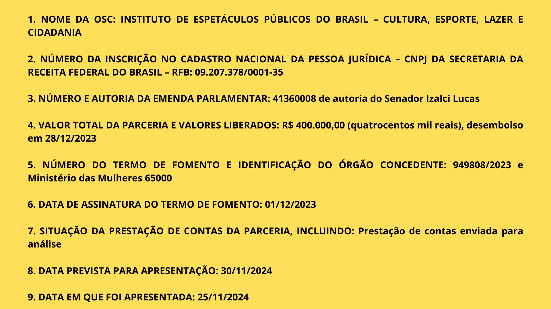 TRANSPARÊNCIA ANO 2023 - 1º TERMO DE FOMENTO FIRMADO   PROJETO MULHERES EM MOVIMENTO - EXECUÇÃO: 02/2024.